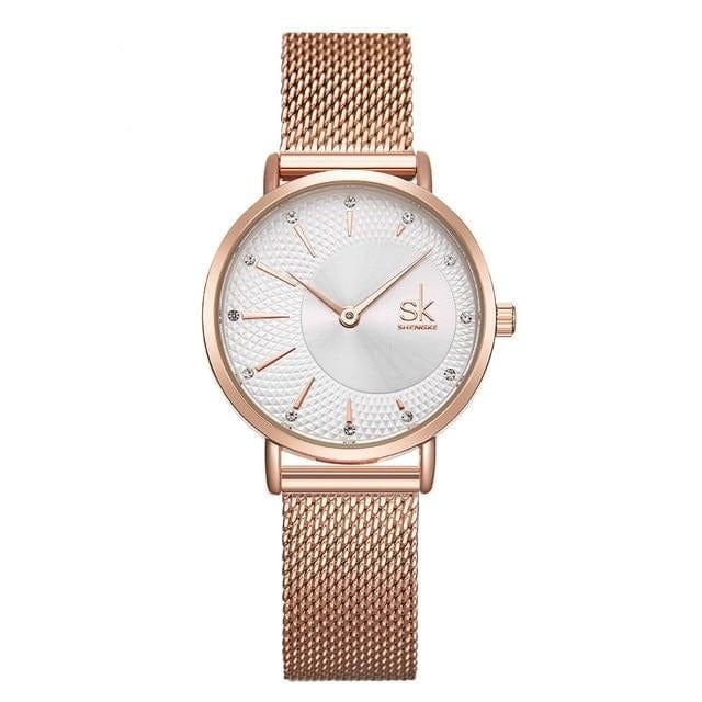 Shengke New Creative Women Watches Luxury Rosegold Quartz Ladies Watches Relogio Feminino Mesh Band Wristwatches Reloj Mujer - east2cart.uk