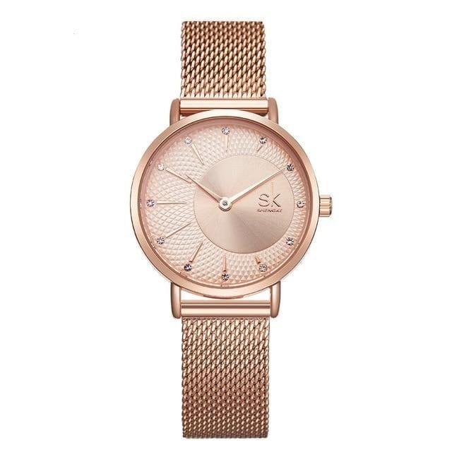 Shengke New Creative Women Watches Luxury Rosegold Quartz Ladies Watches Relogio Feminino Mesh Band Wristwatches Reloj Mujer - east2cart.uk