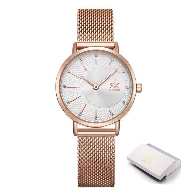 Shengke New Creative Women Watches Luxury Rosegold Quartz Ladies Watches Relogio Feminino Mesh Band Wristwatches Reloj Mujer - east2cart.uk