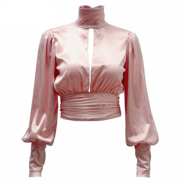 Satin Backless Turtleneck