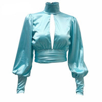 Satin Backless Turtleneck