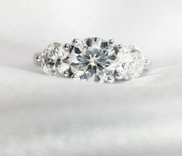 Round Cut Platinum Plated Engagement Ring - east2cart.uk