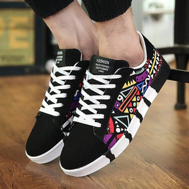 New Men Sneakers Casual Shoes Men Lovers Printing Fashion Flat Tenis Masculino Vulcanized Shoes Zapatos De Hombre - east2cart.uk