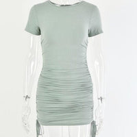 Ruched Drawstring Bodycon Dress - east2cart.uk