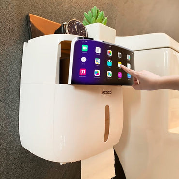 Waterproof Toilet Paper Holder Plastic Wall Mounted For Toilet Paper Towel Bathroom Shelf Storage Box Tray Toilet Roll Holder - east2cart.uk