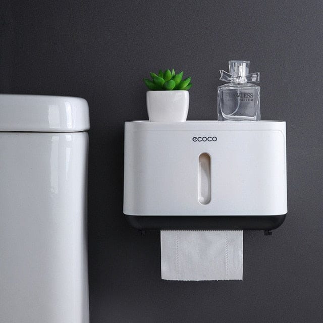 Waterproof Toilet Paper Holder Plastic Wall Mounted For Toilet Paper Towel Bathroom Shelf Storage Box Tray Toilet Roll Holder - east2cart.uk