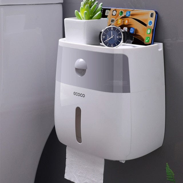 Waterproof Toilet Paper Holder Plastic Wall Mounted For Toilet Paper Towel Bathroom Shelf Storage Box Tray Toilet Roll Holder - east2cart.uk