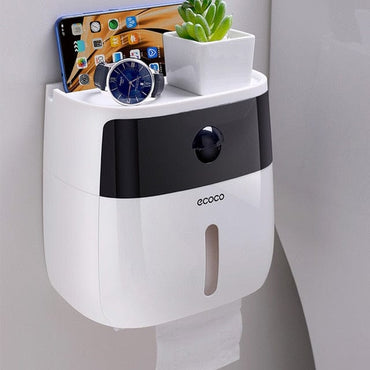 Waterproof Toilet Paper Holder Plastic Wall Mounted For Toilet Paper Towel Bathroom Shelf Storage Box Tray Toilet Roll Holder - east2cart.uk