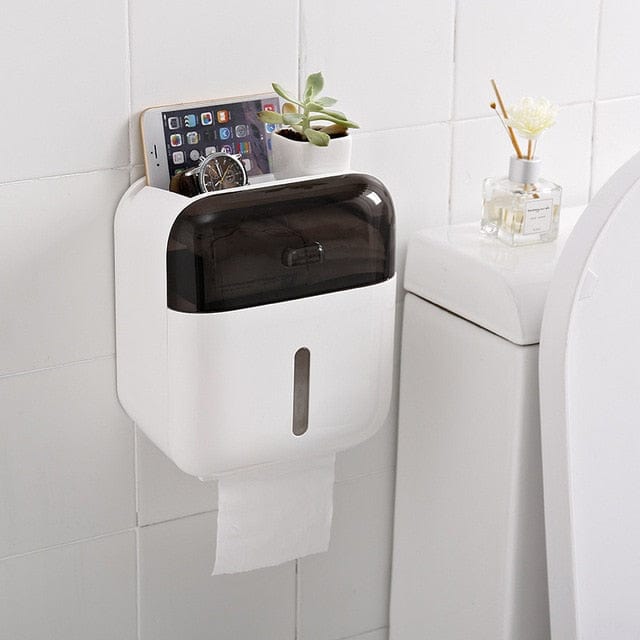 Waterproof Toilet Paper Holder Plastic Wall Mounted For Toilet Paper Towel Bathroom Shelf Storage Box Tray Toilet Roll Holder - east2cart.uk