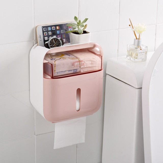 Waterproof Toilet Paper Holder Plastic Wall Mounted For Toilet Paper Towel Bathroom Shelf Storage Box Tray Toilet Roll Holder - east2cart.uk