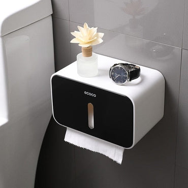 Waterproof Toilet Paper Holder Plastic Wall Mounted For Toilet Paper Towel Bathroom Shelf Storage Box Tray Toilet Roll Holder - east2cart.uk