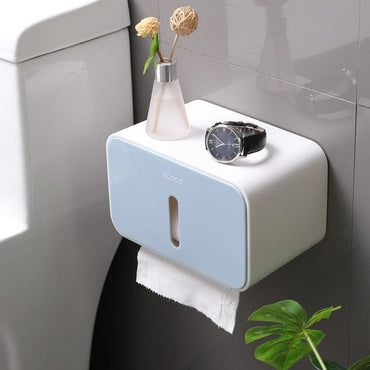 Waterproof Toilet Paper Holder Plastic Wall Mounted For Toilet Paper Towel Bathroom Shelf Storage Box Tray Toilet Roll Holder - east2cart.uk