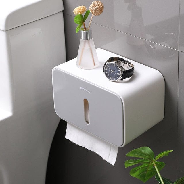 Waterproof Toilet Paper Holder Plastic Wall Mounted For Toilet Paper Towel Bathroom Shelf Storage Box Tray Toilet Roll Holder - east2cart.uk