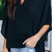 Short Sleeve V Neck Loose Blouse - east2cart.uk