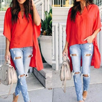 Short Sleeve V Neck Loose Blouse - east2cart.uk