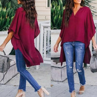 Short Sleeve V Neck Loose Blouse - east2cart.uk