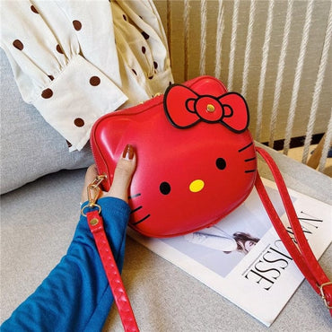 Anime Cat Print PU Leather Shoulder Bag