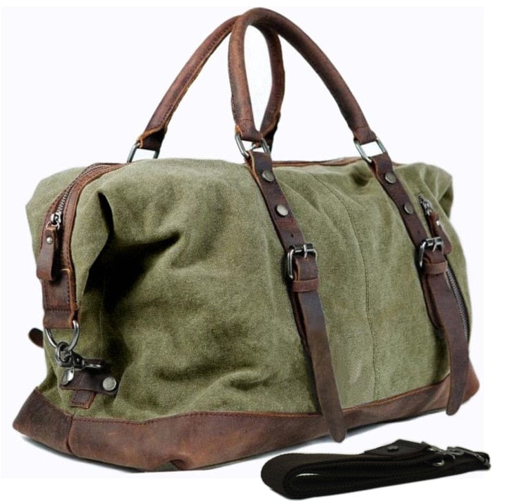 Vintage military Canvas Leather men travel bags Carry on Luggage bags Men Duffel bags travel tote large weekend Bag Overnight - east2cart.uk