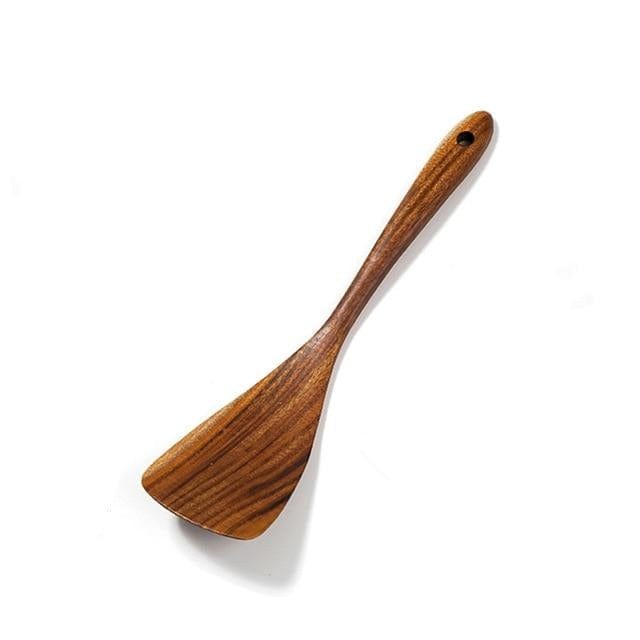 Thailand Teak Natural Wood Tableware Spoon Ladle Turner Long Rice Colander Soup Skimmer Cooking Spoons Scoop Kitchen Tool Set - east2cart.uk