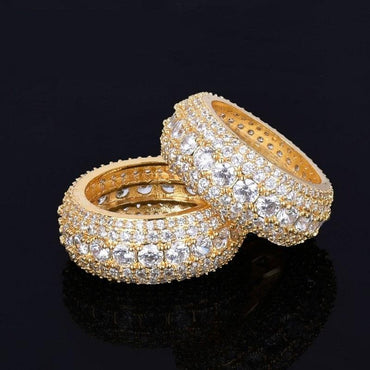 Men's 18K Copper Gold/Silver Color Iced Ring - east2cart.uk