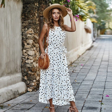 Long Dot Style Print Dress - east2cart.uk