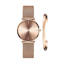 Women Watch 1 set Bracelet Japan Quartz Movement Simple Waterproof Rose Gold Stainless Steel Mesh Ladies watch relogio feminino - east2cart.uk