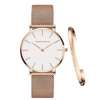 Women Watch 1 set Bracelet Japan Quartz Movement Simple Waterproof Rose Gold Stainless Steel Mesh Ladies watch relogio feminino - east2cart.uk