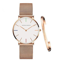 Women Watch 1 set Bracelet Japan Quartz Movement Simple Waterproof Rose Gold Stainless Steel Mesh Ladies watch relogio feminino - east2cart.uk