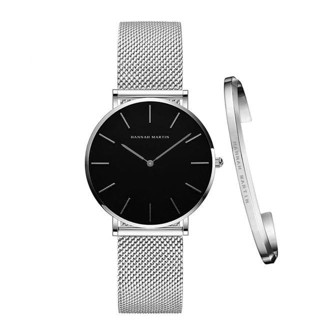 Women Watch 1 set Bracelet Japan Quartz Movement Simple Waterproof Rose Gold Stainless Steel Mesh Ladies watch relogio feminino - east2cart.uk