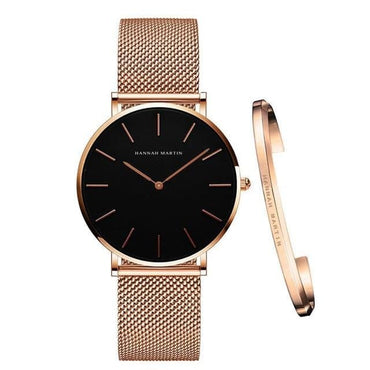 Women Watch 1 set Bracelet Japan Quartz Movement Simple Waterproof Rose Gold Stainless Steel Mesh Ladies watch relogio feminino - east2cart.uk