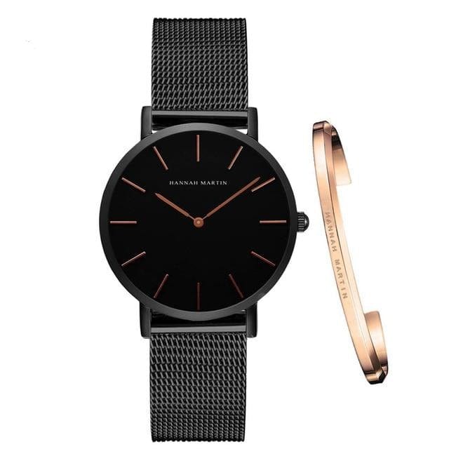 Women Watch 1 set Bracelet Japan Quartz Movement Simple Waterproof Rose Gold Stainless Steel Mesh Ladies watch relogio feminino - east2cart.uk