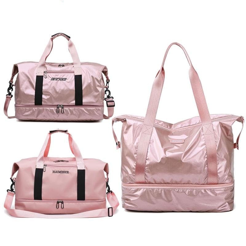 Unisex Glossy Travel Sports Bag With Shoes Pocket - east2cart.uk