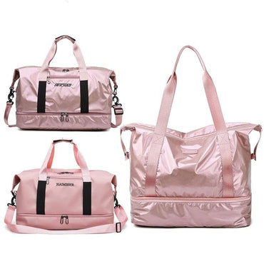 Unisex Glossy Travel Sports Bag With Shoes Pocket - east2cart.uk