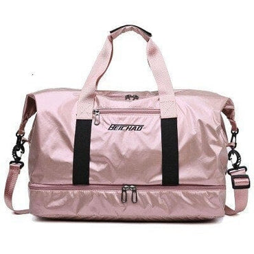 Unisex Glossy Travel Sports Bag With Shoes Pocket - east2cart.uk