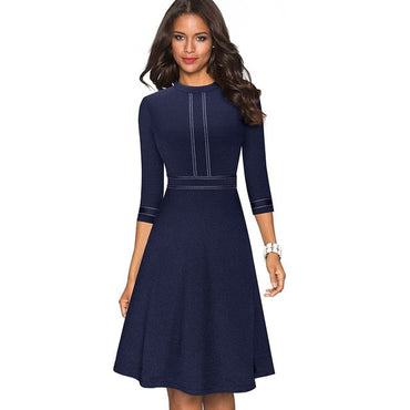 Nice-forever Vintage Elegant Patchwork Women Dress - east2cart.uk