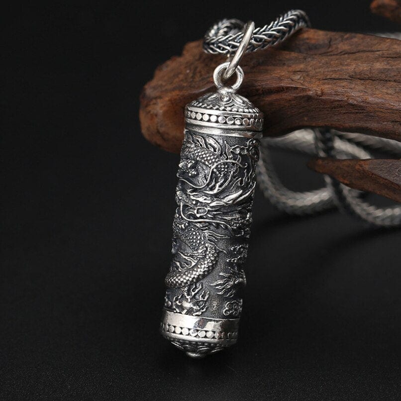 Real silver Dragon Pendant S925 Pure Silver chinese style dragon design pendant Gawu box Pendant men women - east2cart.uk