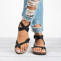 Ladies PU Leather Flat Sandals - east2cart.uk
