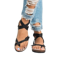 Ladies PU Leather Flat Sandals - east2cart.uk
