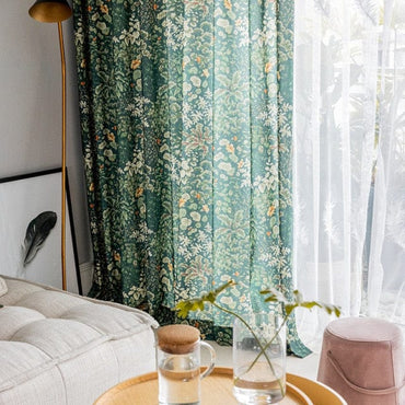 Modern Green leaf curtains for living room bedroom window printed rustic vintage  curtains ready made - east2cart.uk