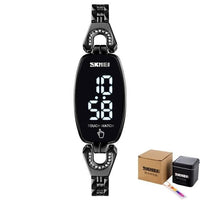 SKMEI LED Touch Women Watches Fashion Diamond Slim Digital Women Wristwatches Stainless Steel Strap Waterproof reloj mujer 1588 - east2cart.uk