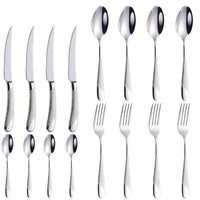 Luxury Cutlery Set 18/10 Stainless Steel Silverware Dinnerware Set Dinner Knife Fork Spoon Mirror Polished Dishwasher Safe - east2cart.uk