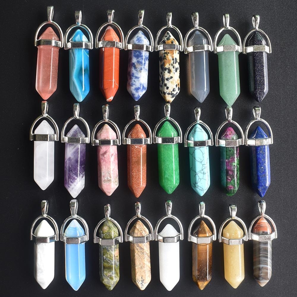 Wholesale 24pcs/lot 2020 high quality assorted natural stone mixed pillar charms chakra Pendants & necklaces for making free - east2cart.uk