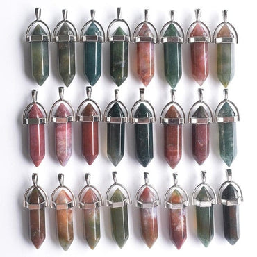 Wholesale 24pcs/lot 2020 high quality assorted natural stone mixed pillar charms chakra Pendants & necklaces for making free - east2cart.uk