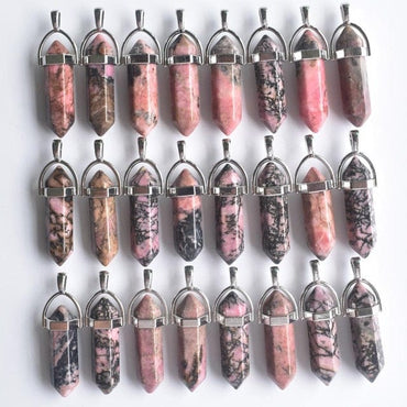 Wholesale 24pcs/lot 2020 high quality assorted natural stone mixed pillar charms chakra Pendants & necklaces for making free - east2cart.uk