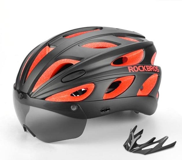 ROCKBROS Bicycle Helmet Men EPS Integrally-molded Breathable Cycling Helmet Men Women Goggles Lens Aero MTB Road Bike Helmet - east2cart.uk