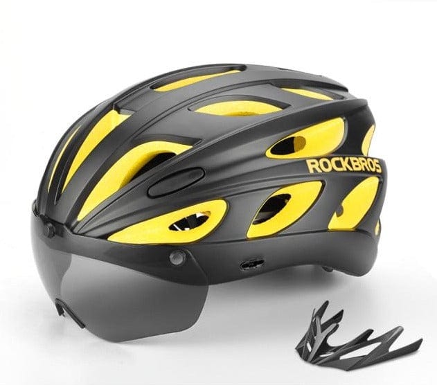 ROCKBROS Bicycle Helmet Men EPS Integrally-molded Breathable Cycling Helmet Men Women Goggles Lens Aero MTB Road Bike Helmet - east2cart.uk