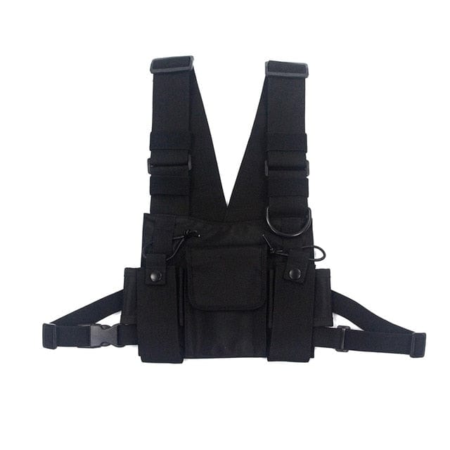 Adjustable Black Vest Chest Bag