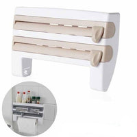 New 6 in 1 Kitchen Aluminum Film Wrap Cutter Hang Rack Sundries Organizer Home Storage Tools Cabinet Cupboard Tissue Shelf - east2cart.uk