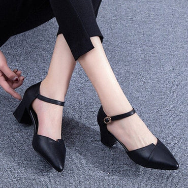 Ladies PU Leather Office Heels