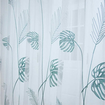 Blue Plantain Leaf Embroidery Curtains - east2cart.uk